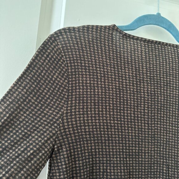 Vince Brown Black Houndstooth Crew-Neck Long Sleeve Top Women's Size Medium - Picture 12 of 16